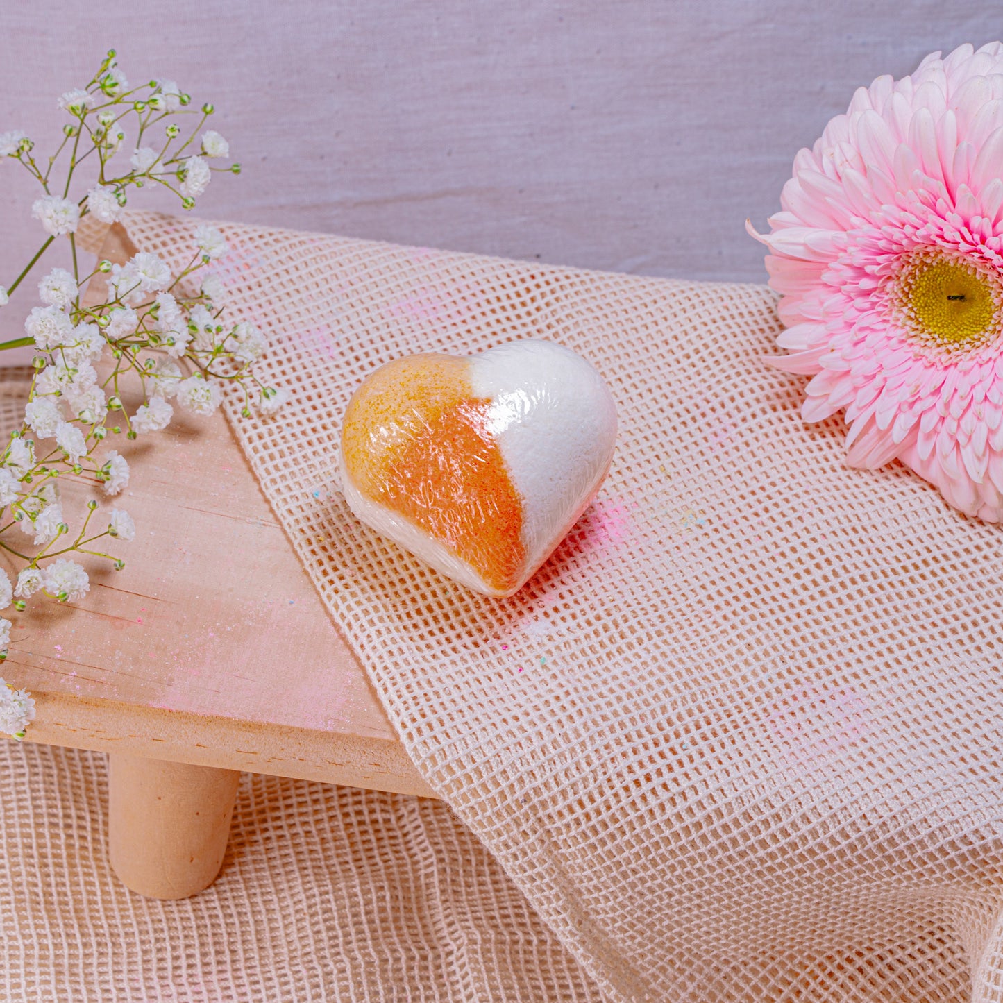 Bombe de Bain Cœur - Pêche