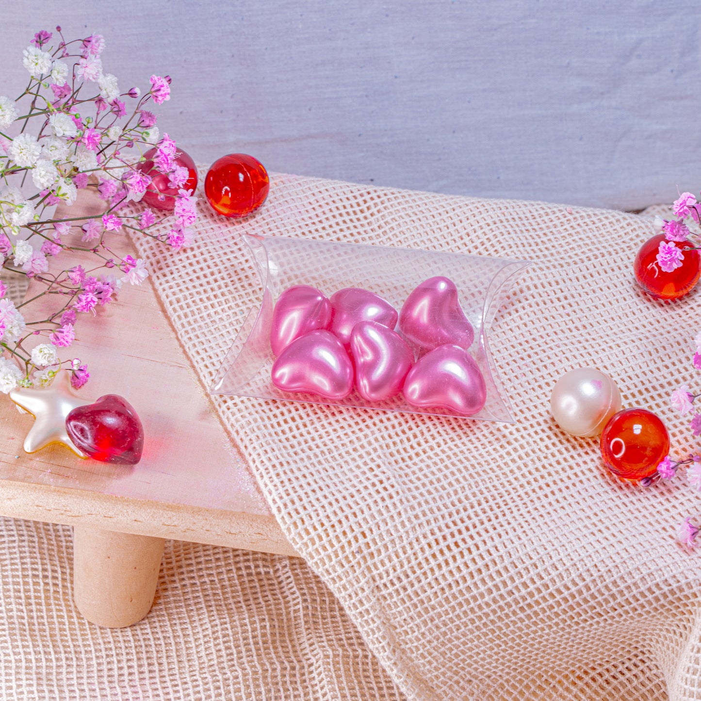 Coffret 6 Perles de bain - Cœur Rose