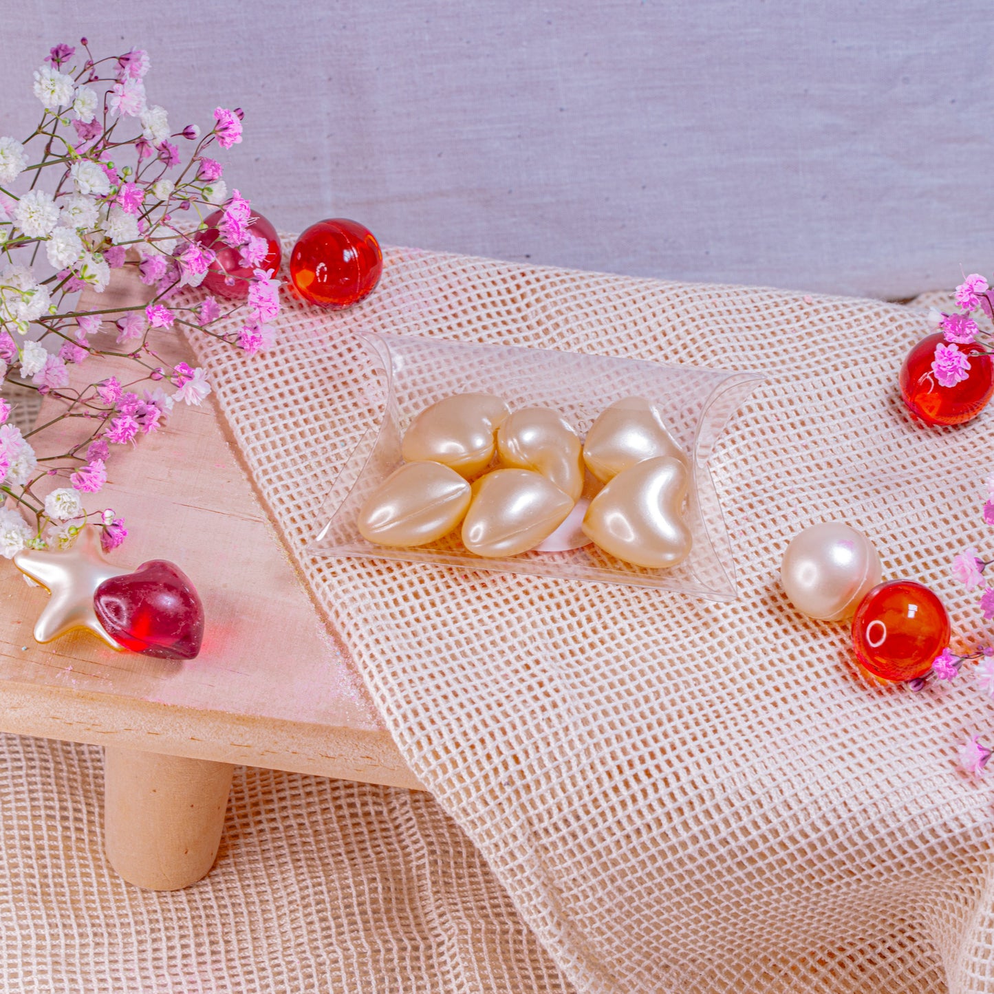 Coffret 6 Perles de bain - Cœur Vanille
