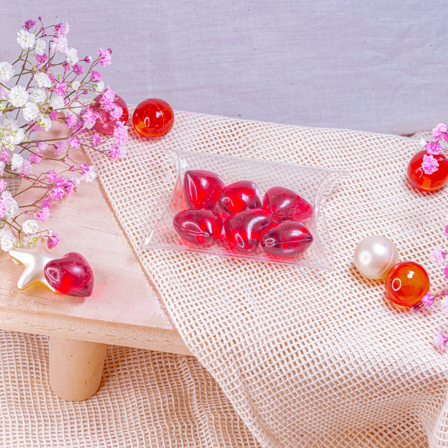 Coffret 6 Perles de Bain - Cœur Fraise